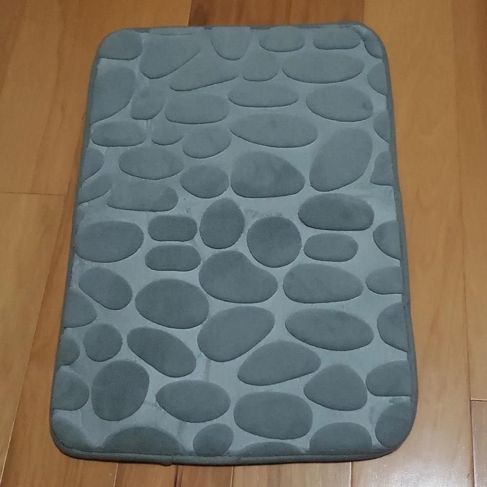 Cobblestone Embossed Bathroom Bath Mat, Memory Foam Pad, Washable Bath R…
